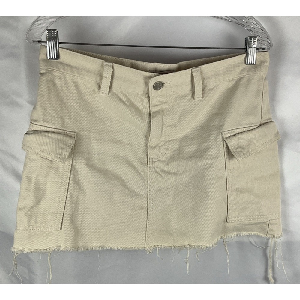 Pacific Republic Teen‎ Pull & Bear Junior Size 4 Cut Off Denim Skirt Vanilla